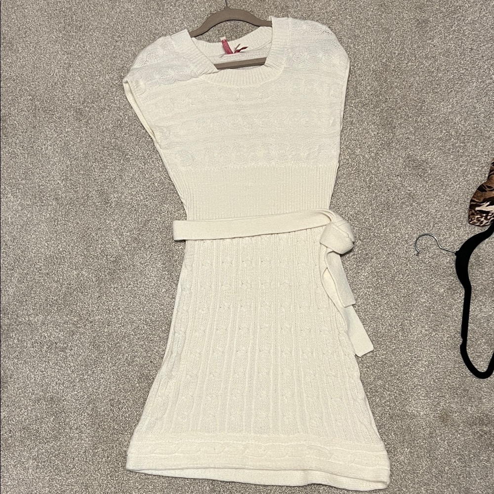 Derek Heart Cream Knit Midi Dress